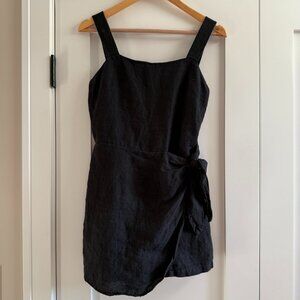 & Other Stories Linen-Blend Skort Romper | Black | Size 4